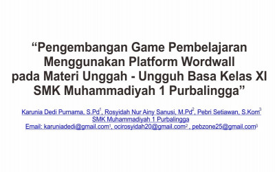 Pengembangan Game Pembelajaran Menggunakan Platform Wordwall pada Materi Unggah-Ungguh Basa Kelas XI SMK Muhammadiyah 1 Purbalingga