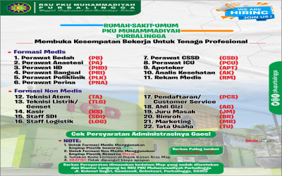 RSU PKU Muhammadiyah Purbalingga Membuka Kesempatan Bekerja Untuk Tenaga Profesional