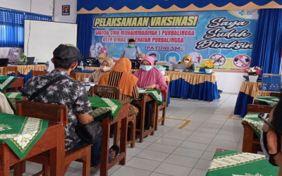 Puskesmas Purbalingga Lakukan Percepatan Target Vaksinasi Bagi Pelajar SMK Muhammadiyah 1 Purbalingga