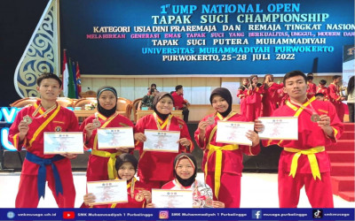 Kontingen Tapak Suci SMK Muhammadiyah 1 Purbalingga Kembali Borong Medali di Ajang UMP National Open Tahun 2022